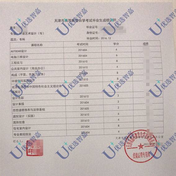 天津自考成绩单补办